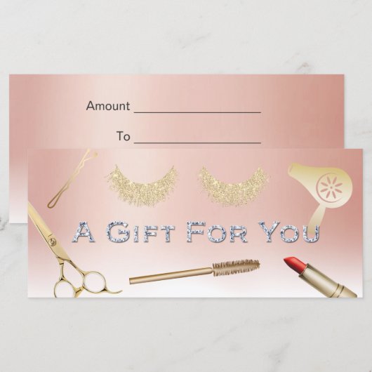 Cadeaubonnen Moderne Roos Gold Beauty Salon (Voorkant / Achterkant)