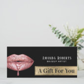 Cadeaubonnen Moderne Roos Gold Drip Lips (Staand voorkant)