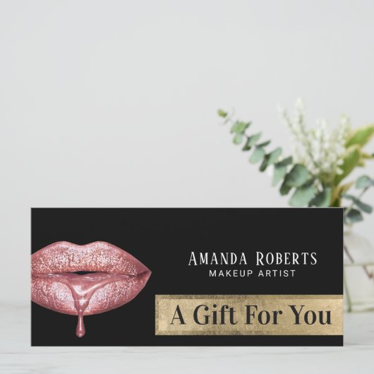 Cadeaubonnen Moderne Roos Gold Drip Lips (Staand voorkant)