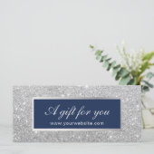 Cadeaubonnen | Navy Blue en Silver Glitter (Staand voorkant)