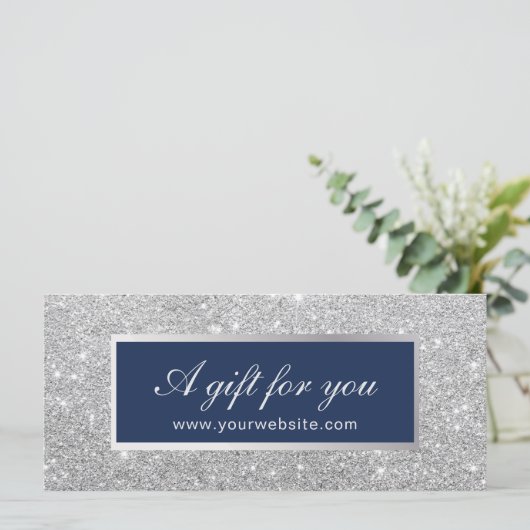 Cadeaubonnen | Navy Blue en Silver Glitter (Staand voorkant)