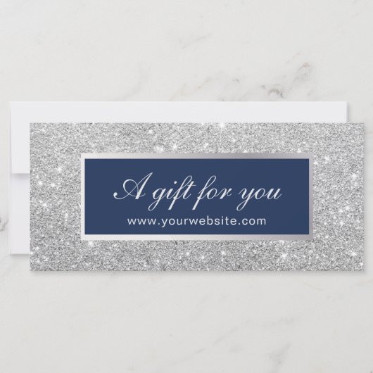 Cadeaubonnen | Navy Blue en Silver Glitter (Voorkant)