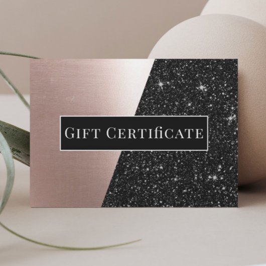 Cadeaubonnen Roos Gold en zwart Glitter Salon