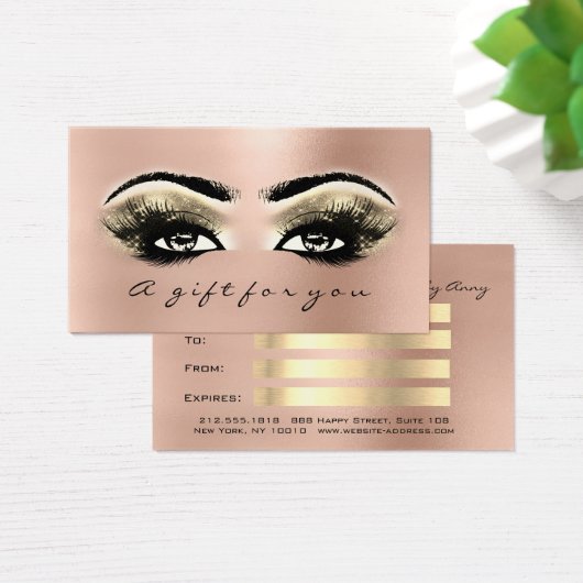 Cadeaubonnen Roos Gold Lashes Makeup Visitekaartje (Bureau)