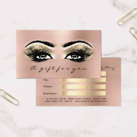 Cadeaubonnen Roos Gold Lashes Makeup Visitekaartje (Kantoor)