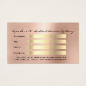 Cadeaubonnen Roos Gold Lashes Makeup Visitekaartje (Achterkant)