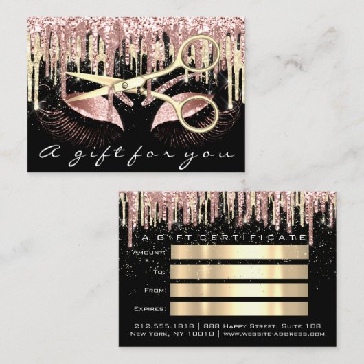 Cadeaubonnen Roos Gold Scissors Visitekaartje (Voorkant / Achterkant)