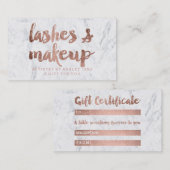 Cadeaubonnen roos gouden zweetjes make-up marmer kortingskaartje (Voorkant / Achterkant)
