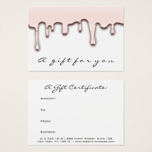 Cadeaubonnen Roos Roze Makeup Hair Nails Drivers Visitekaartje (Voorkant /achterkant)