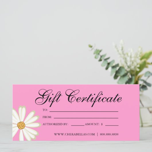 Cadeaubonnen Salon Daisy Flower roze (Staand voorkant)