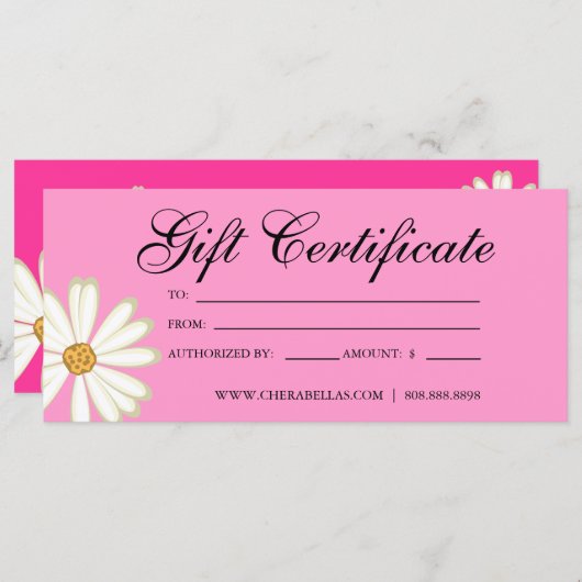 Cadeaubonnen Salon Daisy Flower roze (Voorkant / Achterkant)