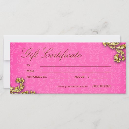 Cadeaubonnen Salon Spa Gold Leaf Pink (Voorkant)