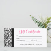 Cadeaubonnen Salon Spa Pink Damask Lijst (Staand voorkant)