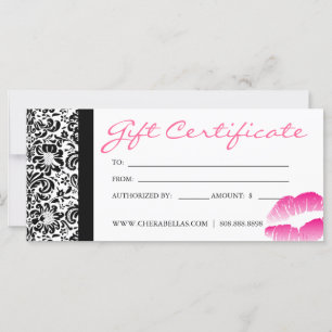 Cadeaubonnen Salon Spa Pink Damask Lijst Lips