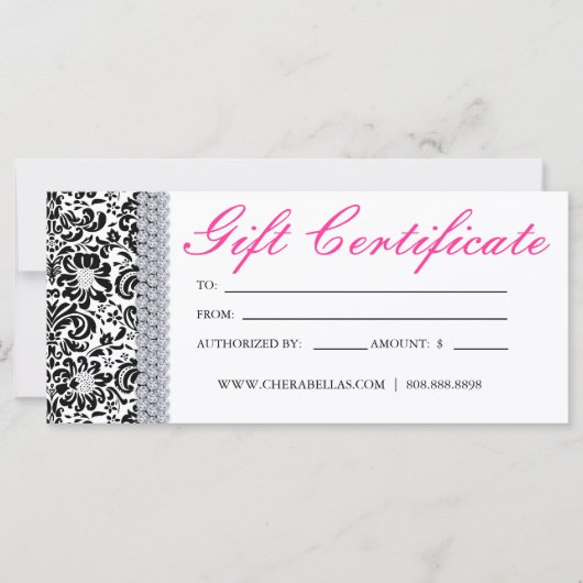 Cadeaubonnen Salon Spa roze kroonjuwelen (Voorkant)