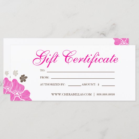 Cadeaubonnen Salon Tropical Flower roze brown (Voorkant / Achterkant)