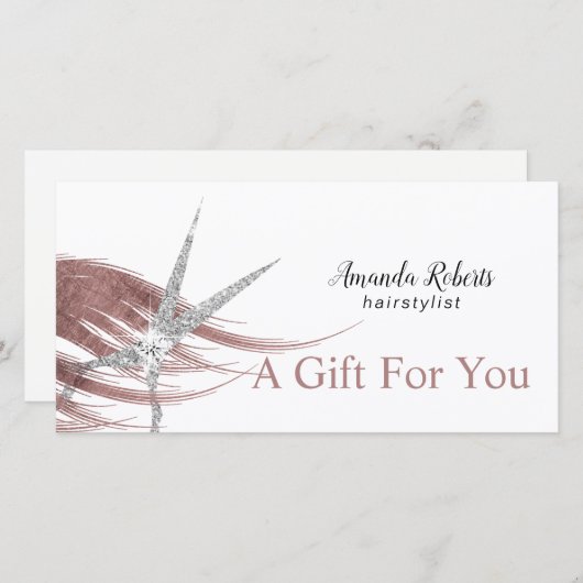 Cadeaubonnen Silver Scissor Roos Gold Hair (Voorkant / Achterkant)