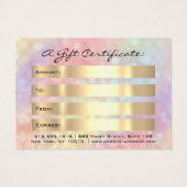 Cadeaubonnen sturen Holograpic Makeup Mighty Visitekaartje (Achterkant)