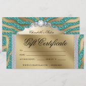 Cadeaubonnen Tanning Salon Jewelry Blauwgroen Gold (Voorkant / Achterkant)