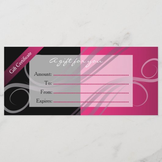 Cadeaubonnen trendy zwart-roze design (Achterkant)