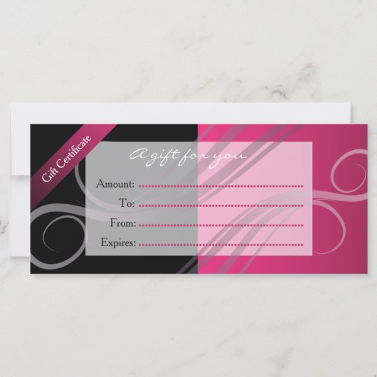 Cadeaubonnen trendy zwart-roze design (Achterkant)