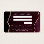 Cadeaubonnen van Bourgogne en Gold Agate Visitekaartje (Achterkant)