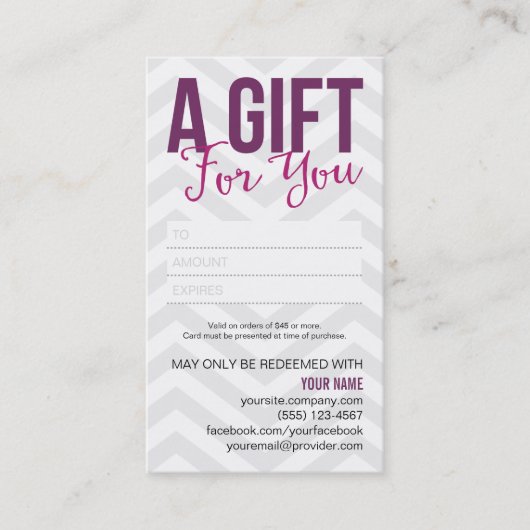 Cadeaubonnen Visitekaartjes Kortingskaartje (Voorkant)