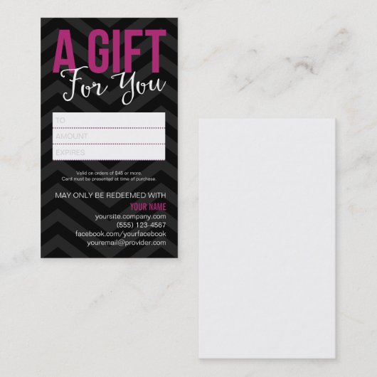 Cadeaubonnen Visitekaartjes Kortingskaartje (Voorkant / Achterkant)