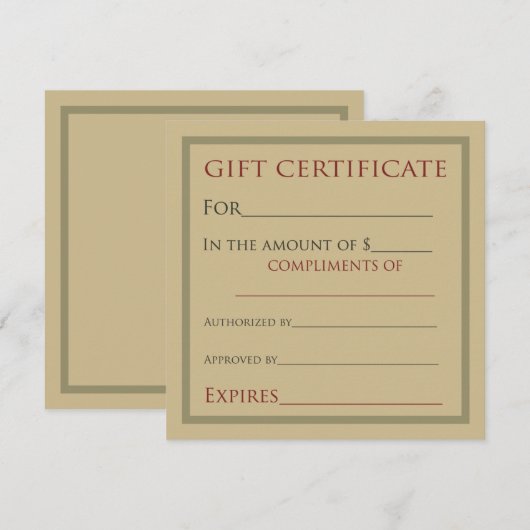 Cadeaubonnen voor bedrijven (Voorkant / Achterkant)