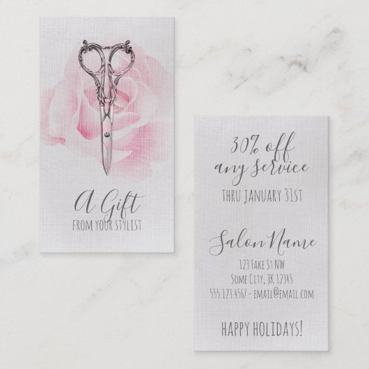cadeaubonnen voor haarstylist kortingskaartje (Voorkant / Achterkant)