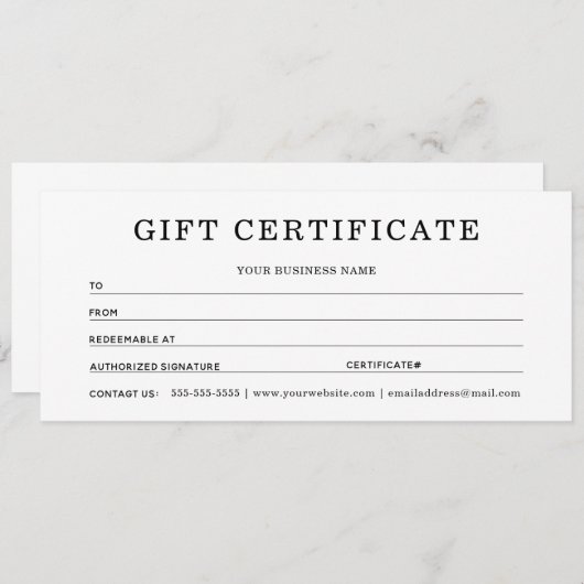 Cadeaubonnen voor mijn bedrijf (Voorkant / Achterkant)