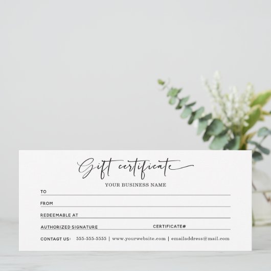 Cadeaubonnen voor mijn bedrijf (Staand voorkant)