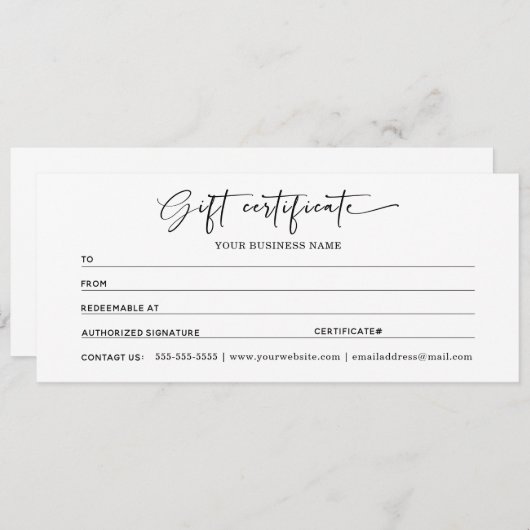 Cadeaubonnen voor mijn bedrijf (Voorkant / Achterkant)