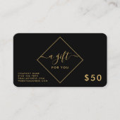 Cadeaubonnen voor zwart, wit en gouddiamant visitekaartje (Voorkant)