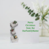 Cadeaubonnen Witte Kerstmis Aanpasbare Postkaart (Staand voorkant)