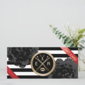 Cadeaubonnen | Zwarte Floral Modern Stripes (Staand voorkant)