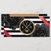 Cadeaubonnen | Zwarte Floral Modern Stripes (Voorkant / Achterkant)