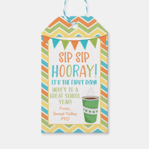 Cadeaubonnetjes voor koffie voor leraren op de eer cadeaulabel