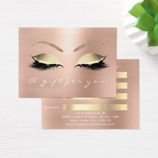 Cadeaubont Certificate Roos Blush Gold Lashes Make Visitekaartje (Bureau)