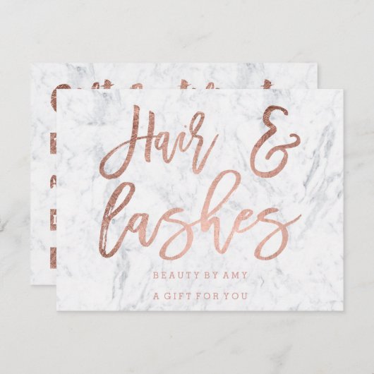 Cadeaubont roos gouden marmer kaart (Voorkant / Achterkant)