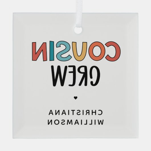 Cadeaubont voor gematchte neef- en nevenbril glas ornament (Achterkant)