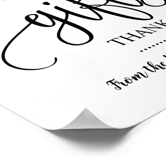 Cadeaubord bruiloftsfeest receptie blauwe bloemen poster (Hoek)