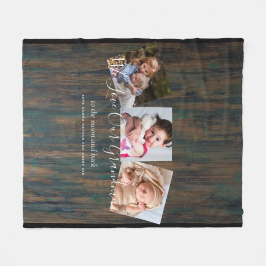 Cadeaubord met foto oma Opa kleinkinderen collage Fleece Deken (Voorkant (Horizontaal))
