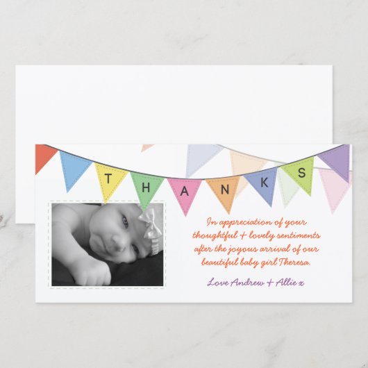 Cadeaubord voor nieuwe baby, glanzende fotokaart m bedankkaart (Voorkant / Achterkant)