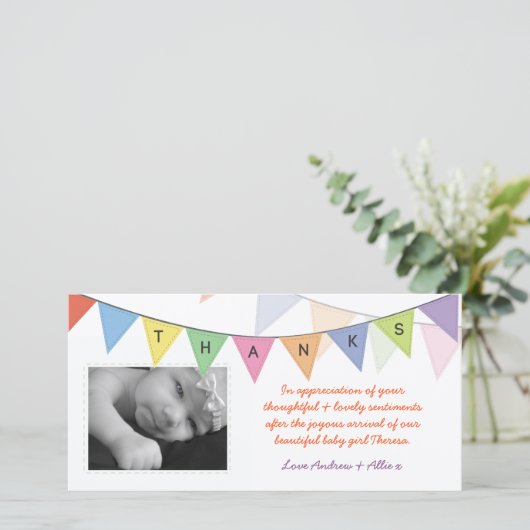 Cadeaubord voor nieuwe baby, glanzende fotokaart m bedankkaart (Staand voorkant)