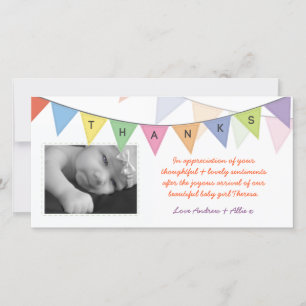 Cadeaubord voor nieuwe baby, glanzende fotokaart m bedankkaart