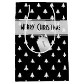 Cadeaubordnaam: Prettig kerstfeest Zwarte Boom Pat Medium Cadeauzakje (Voorkant)