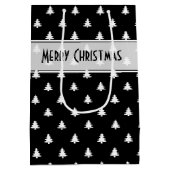 Cadeaubordnaam: Prettig kerstfeest Zwarte Boom Pat Medium Cadeauzakje (Achterkant)