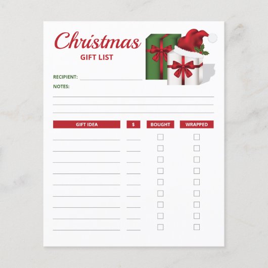 Cadeauboxen Met Een Hoed - Kerst Cadeau Lijst Plan (Voorkant)