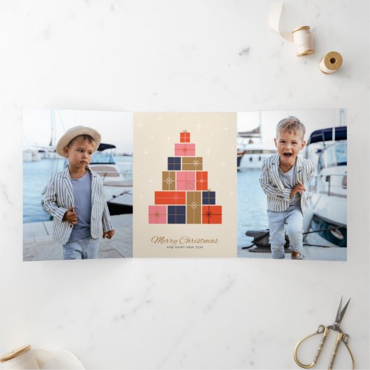 Cadeaubundel Kerstboom Drieluik Wenskaart (Binnen)